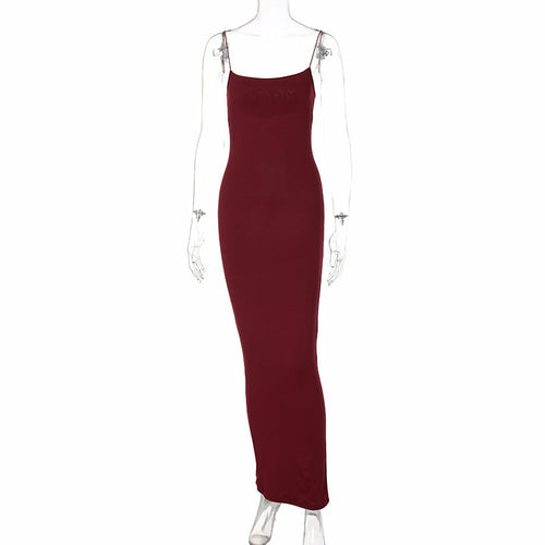 Sexy Spaghetti Strap Bodycon Maxi Dress