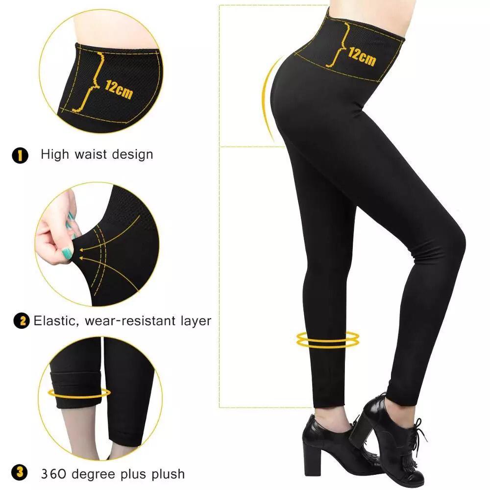 2 Pack Women’s Fleece Lined Leggings High Waist Stretchy warm