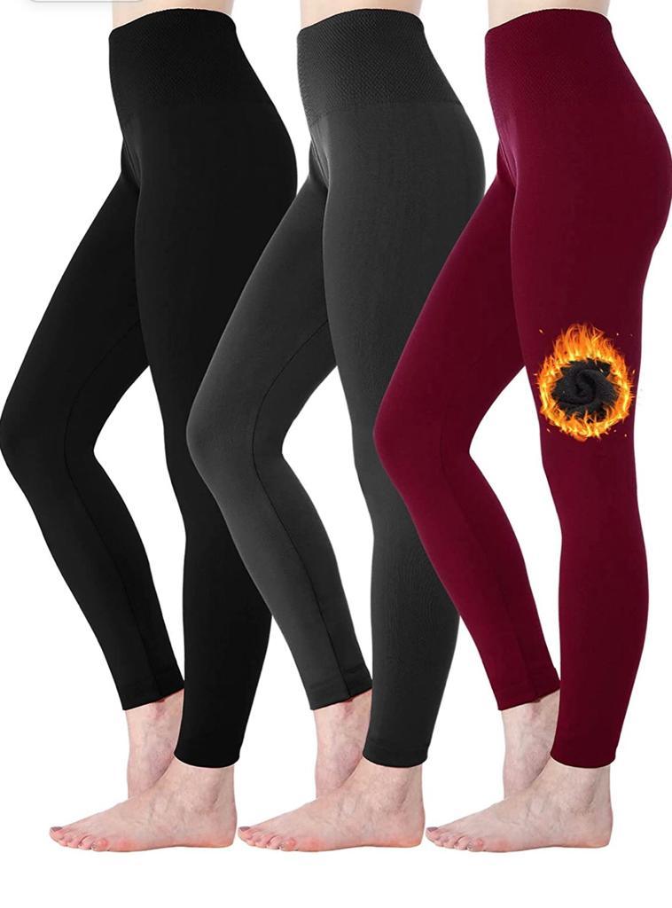 2 Pack Women’s Fleece Lined Leggings High Waist Stretchy warm