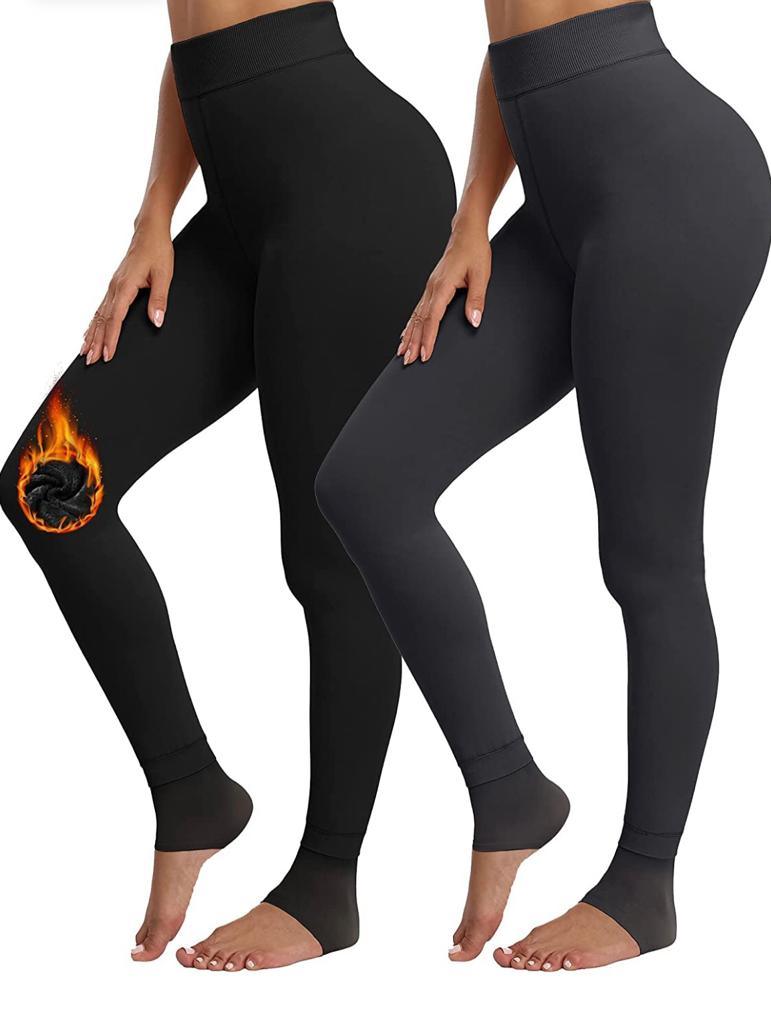 2 Pack Women’s Fleece Lined Leggings High Waist Stretchy warm